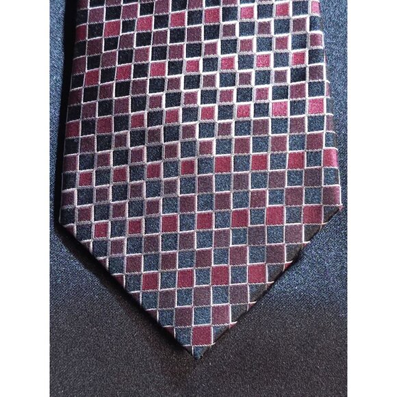 Alfani Mens Geometric Checkered Silk Tie Classic - Picture 8 of 13